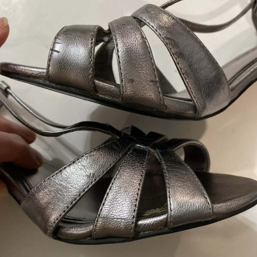 Lauren Ralph Lauren Silver Metallic Strappy High Heel Sandals